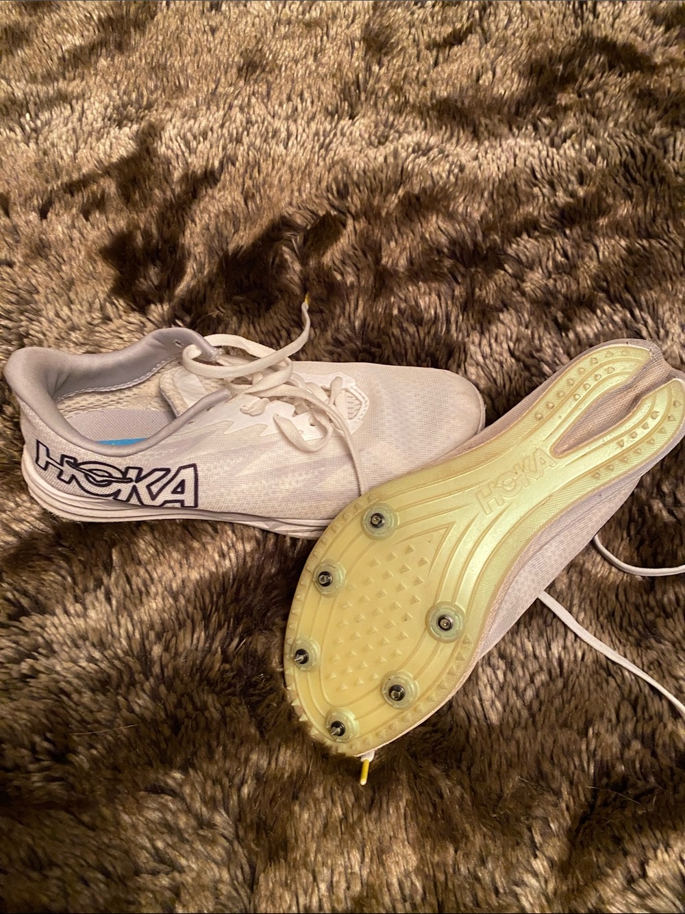 Hoka White Athletic Track Spikes